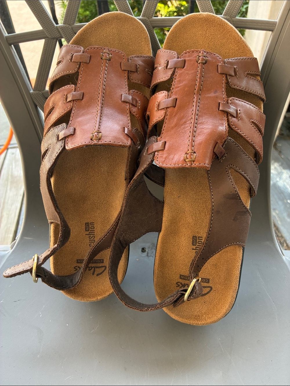 Clarks Brown Leather Women's Strappy Slingback Sandals